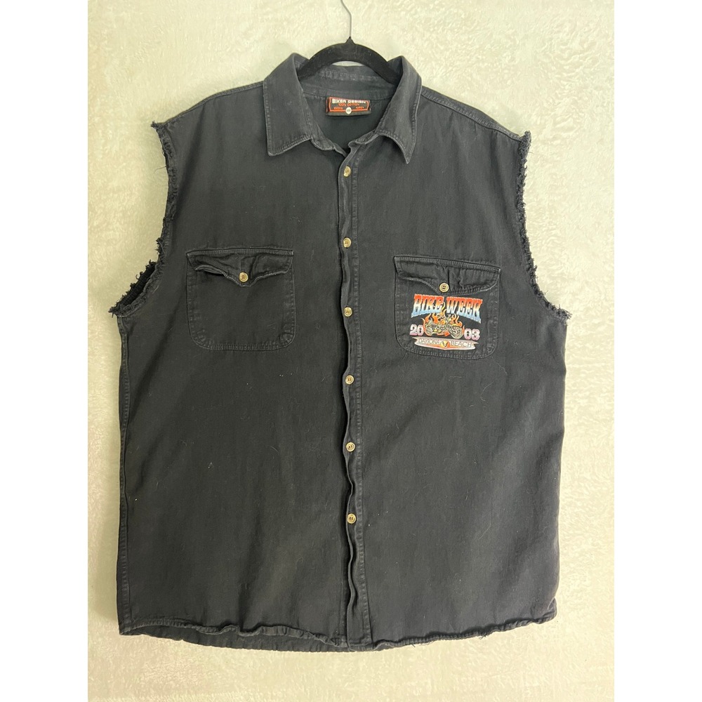 Biker Design 2003 Daytona Beach Bike Week Sleeveless Shirt Black Mens XXL Cotton